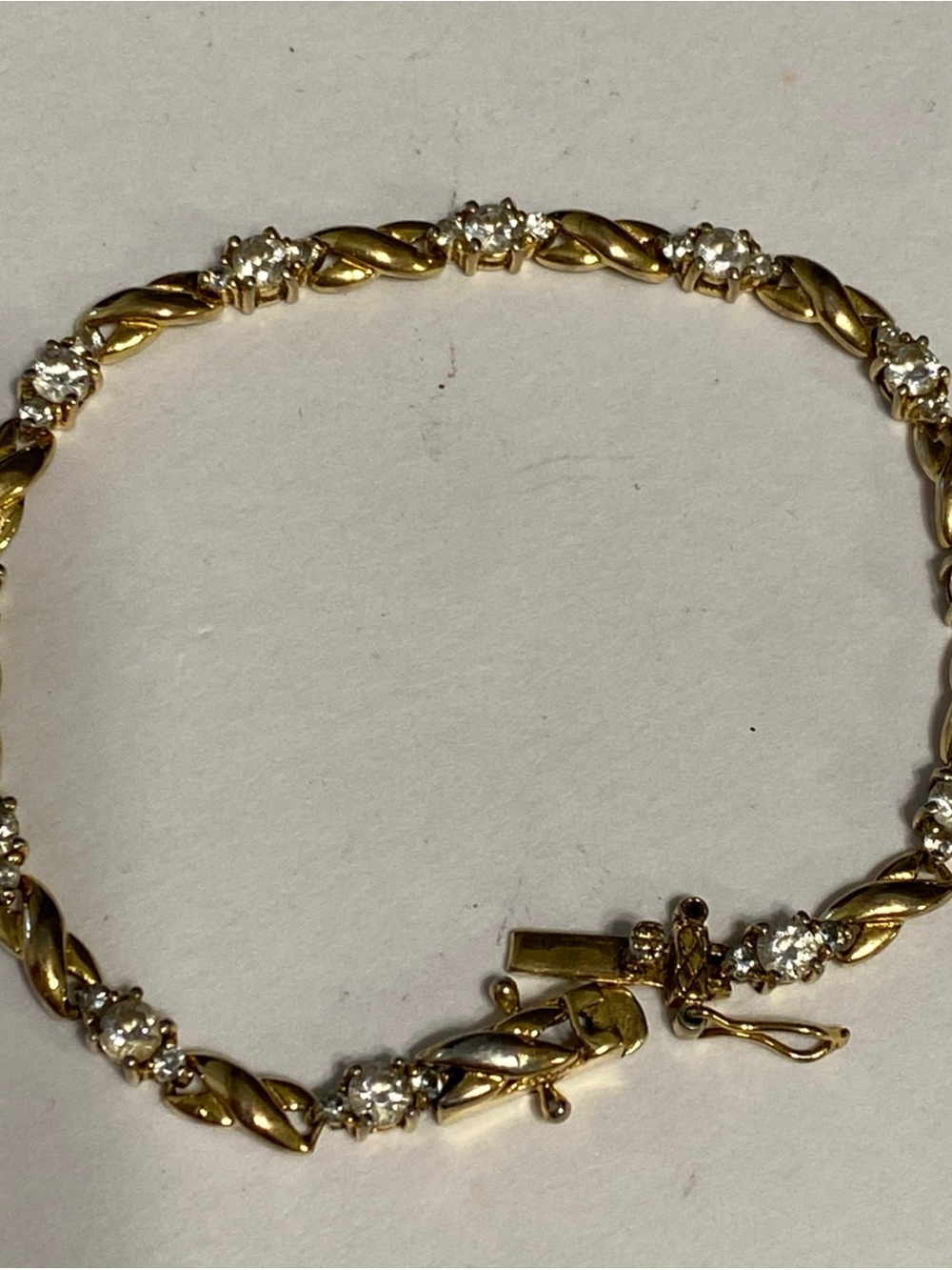 Bracelet Vintage GP 925 Sterling Vermeil CZ design Tennis Kiss xoxo